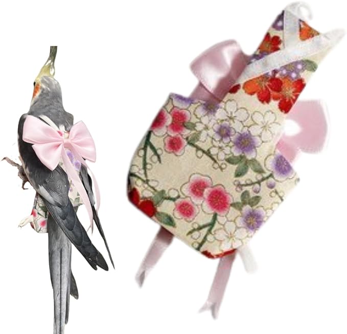 Bird Diaper Parrot Washable Diapers, Parrot Flight Suit, Reusable Nappies for Parakeet Cockatiel Mini Macaw Budgie Conure Lovebird (Beige,Pigeon)