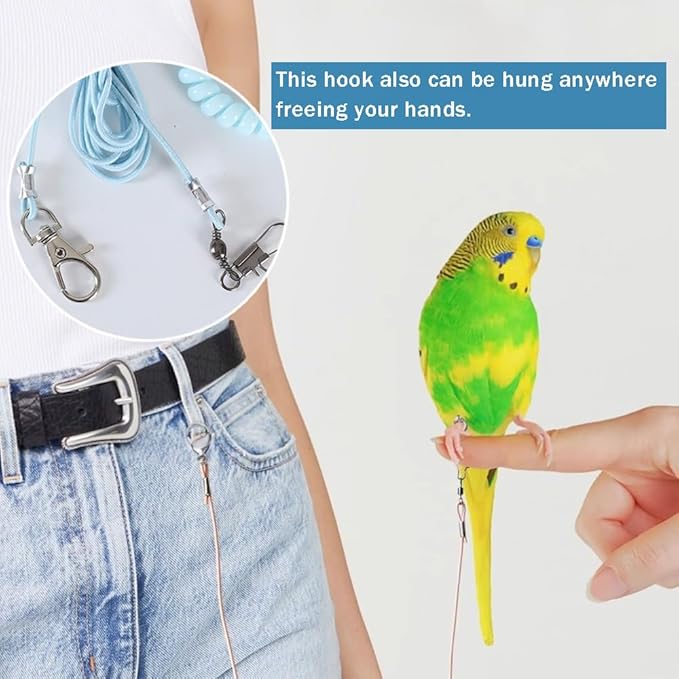 OULIGET Parrot Flying Training Rope with 5 Size Bird Foot Ring,Outdoor Flying Kit Bird Traction Rope,Training Toy Prevent Escaping for Cockatiels Birds Pigeon