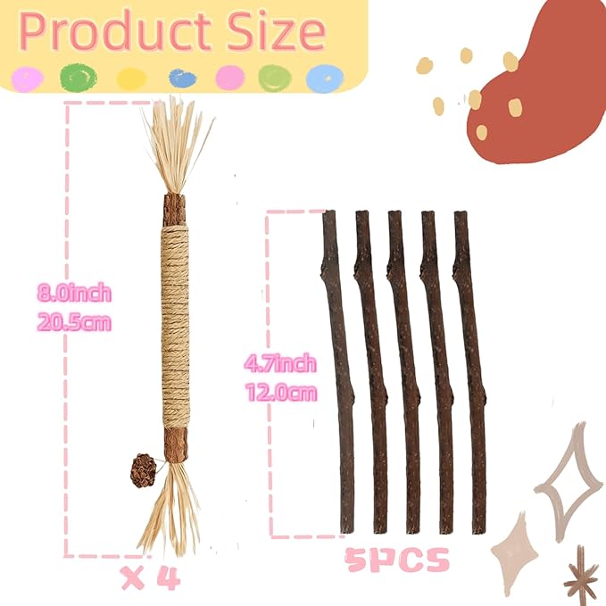 9PCS-Cat Chew Toy, Cat Toys for Indoor Cats with Silvervine Sticks, Safe Teeth Cleaning Chew Toys (Model 1)