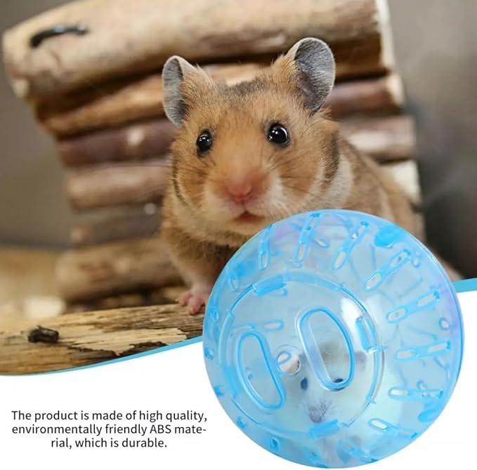 2Pcs 3.94 Inch Rotundity Hamster Balls, Breathable and Sturdy Dwarf Hamster Exercise Balls Running Wheel Gerbil Toys, Small Animals, Portable Small Pet Supplies (Blue and Pink)