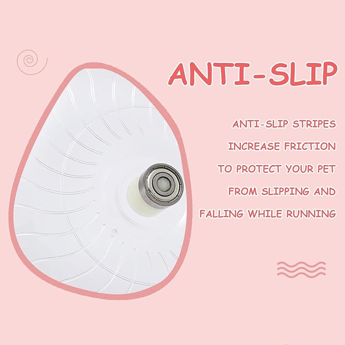 Silent Running Wheel for Small Animals, 7 Inch Flying Saucer Design, Exercise Wheel for Hamsters, Guinea Pigs, Hedgehogs (Pink)
