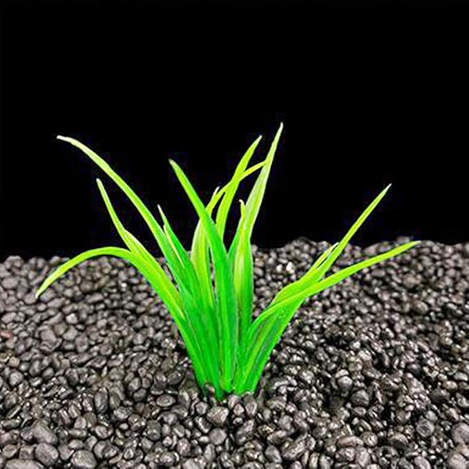 Aquarium Plant Fish Tank Decoration 20 Pieces Small/1" Tall Plastic Artificial Plant Goldfish Hidden Mini Grass Set (Green-B)