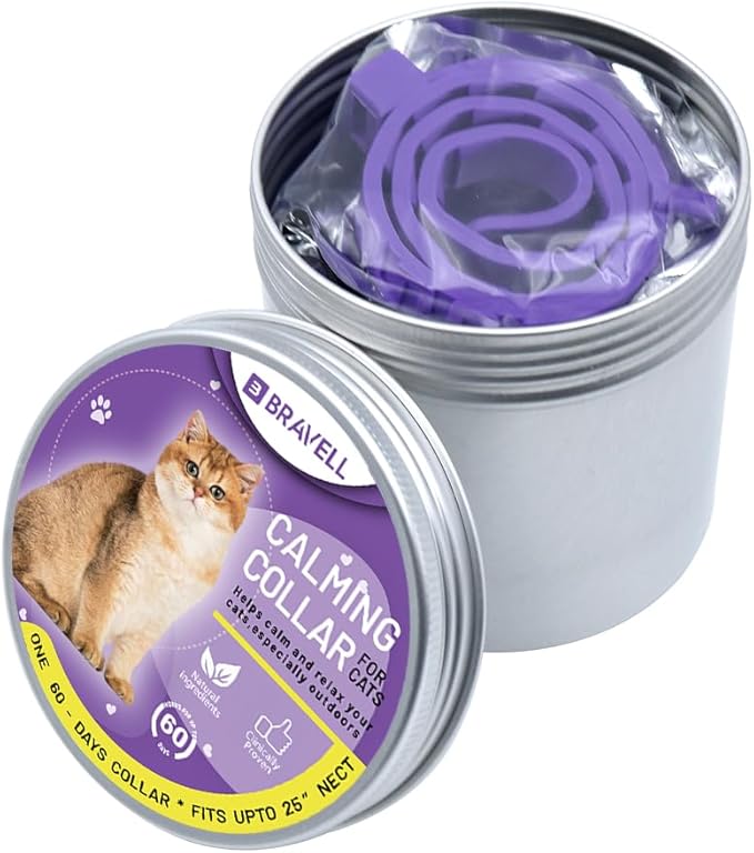 Calming Pheromone Collar for Cats, 4-Pack, Adjustable, Long-Lasting 60-Day Stress & Anxiety Relief, Noise Reduces & Anxiety Separation, Purple