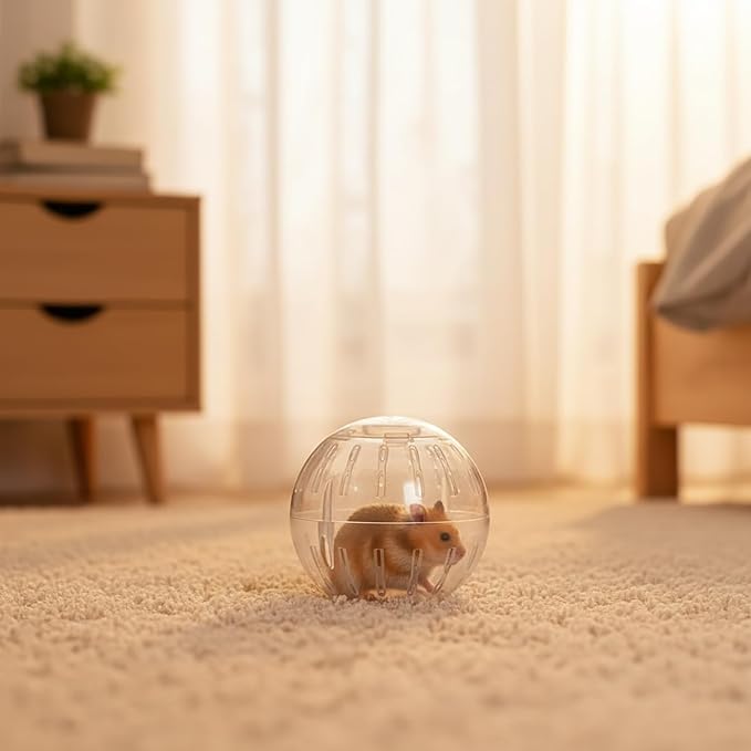 1Pc White-Transparent Plastic Silent Dwarf Hamster Ball, Exercise Ball for Small Animals, Spinner Hamster Running for Sugar Gliders Small Mice Gerbils Hamsters (Diameter 10 cm