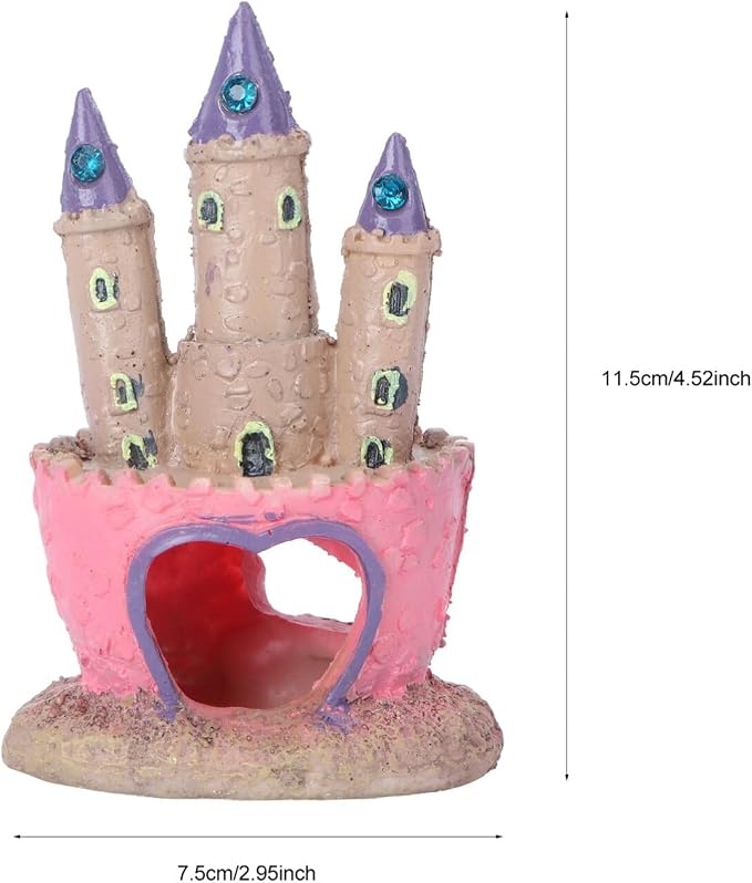Mipcase Aquarium Castle Decoration Resin Fish Tank Ornament with Fish Hidden Cave Tank House for Betta Freshwater and Saltwater Tanks 4.52 X 2.95 X 2.36 in