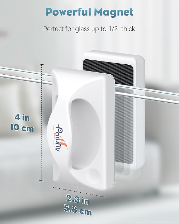Pawfly 4" Mini Aquarium Magnet Glass Cleaner, Magnetic Fish Tank Cleaner for Glass Aquariums, Strong Magnetic Brush Cleaning Tool for Glass Fish Tanks up to 40 Gallons