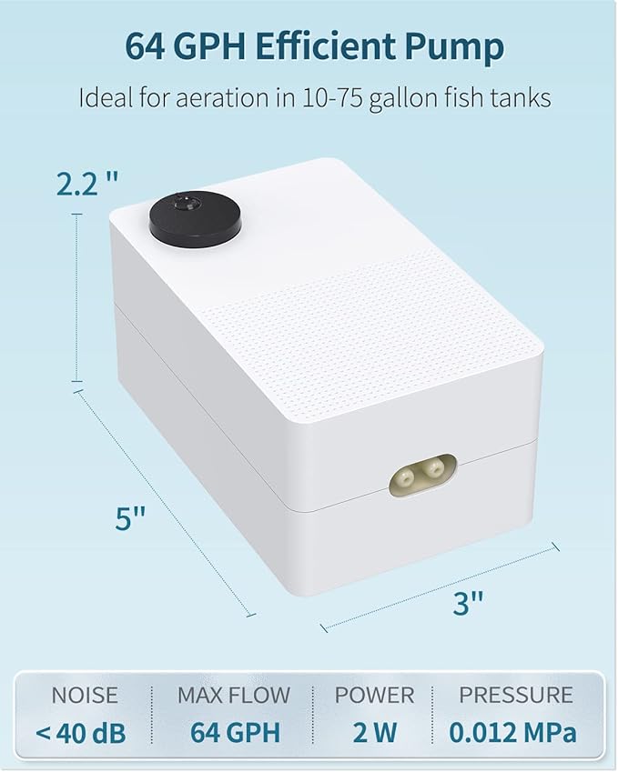 Pawfly Aquarium Air Pump with Nano Bio Sponge Filter Kit Air Control Valve Airline Tubing and Check Valve Accessories