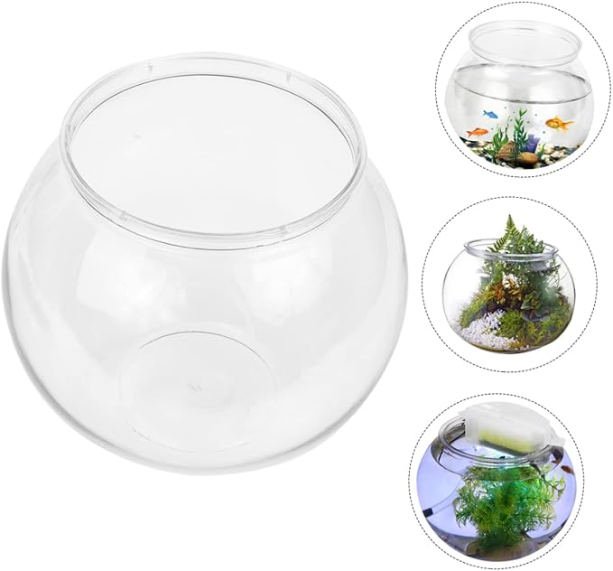 DOITOOL Round Fish Bowl for Betta Fish 3 Gallon Inexpensive Plastic Tank Portable Desktop Aquarium for Home Office