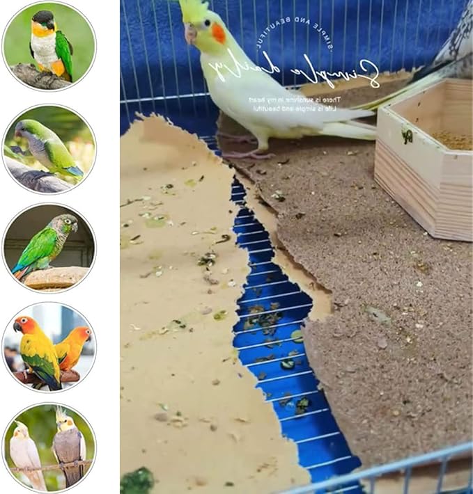Firdnyohs 20PCS Gravel Paper for Bird Cage,11x17 Inch Bird cage Liner Gravel Paper Special for Bird Cage in sea Sand-Great for Hard-Billed Birds Safe& Clean & Easy for Improved Digestion…