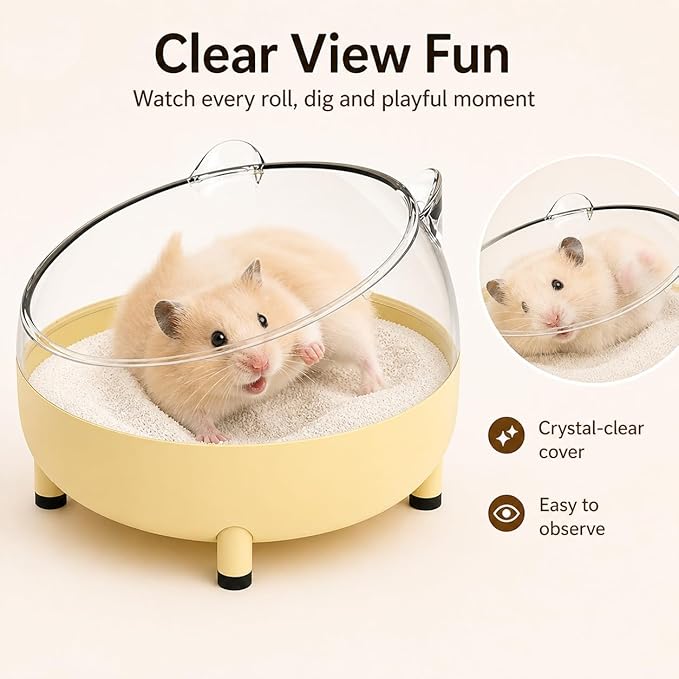 Meow&Woof Hamster Sand Bath Container, Large Sandbox Toilet Gerbil Batheoom, Tiny Chinchilla Dust Bathtub Sand Bath Box for Hamster Cage Accessories 6.5 Inch-Dark Green
