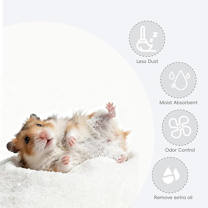 Hamster Sand Bath for Hamsters, Gerbils, Chinchillas, 2.2Lbs Less Dust Chinchilla Bath as Hamster Cage Accessories, Bathing White Sand for Small Animal Bath & Toilet Litter