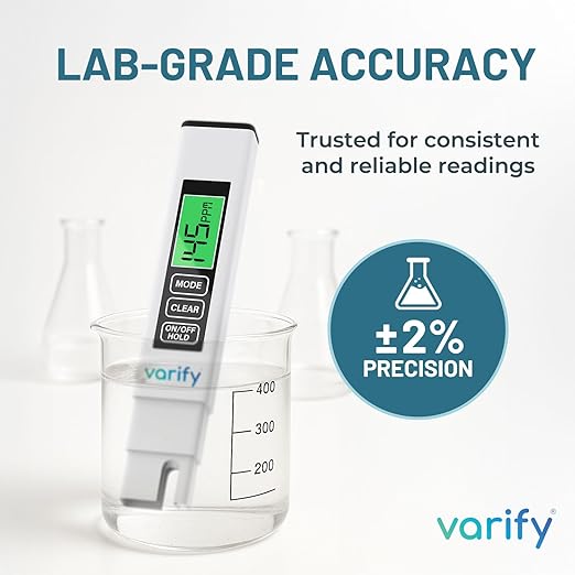 Varify 4-in-1 TDS Meter Digital Water Tester for Drinking Water | Accurate 0–9990 PPM EC & Temp Readings | Ideal for RO Systems, Aquariums, Pools – Built for Professionals, Easy for Anyone (2-Pack)