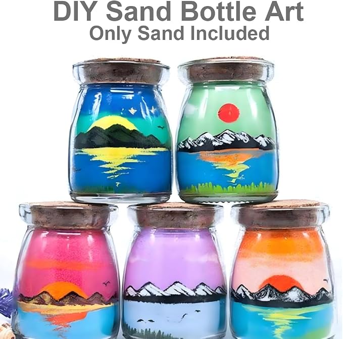 0.85LB Coffee Adult Sand Art for Bottles, Art Sand Assortment Decorating Adhesive Sand Art Pictures, Fine Sand for DIY Sand Painting, Colored Sand Arts for Wedding Decoration