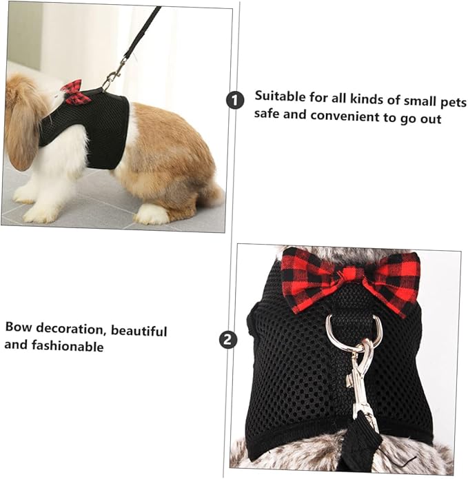 Kisangel Breathable Mesh PET Harness for Small Animals Vest Type Pulling Rope for Rabbits Guinea Pigs and Squirrels Adjustable and Comfortable PET Vest