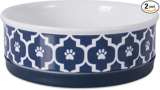 Bone Dry Lattice Collection Pet Bowl & Canister, Single Dish, Medium 6x2", Nautical Blue