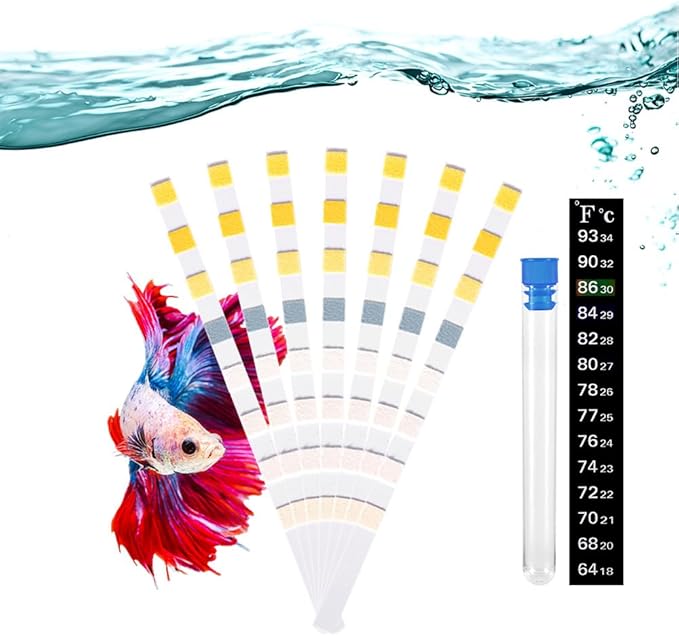 DaToo 8 in 1 Aquarium Test Kit Fish Tank Test Strips Accurate Water Quality Testing Strips for Ammonia PH Total Alkalinity Carbonate Hardness Free Chlorine Nitrate Nitrite Temperature (50 Strips)