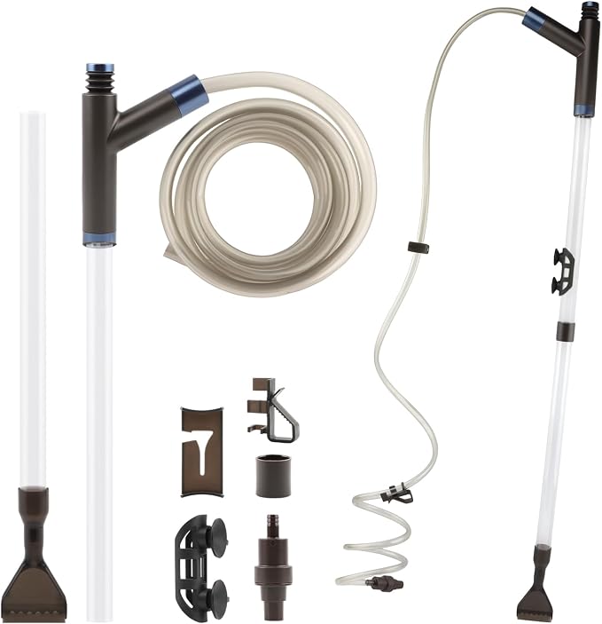 Aquarium Siphon Gravel Cleaner, Fish Tank Vacuum Cleaning Kit, Manual Water Changer Pump for Aquarium and Turtle Tanks, Gravel Vacuum Sand Washer for Removing Waste and Debris(COLOR:Black+Transparent)