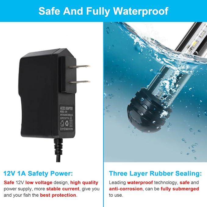 DaToo 6W 11inch Submersible Aquarium Light Underwater Fish Tank Light LED Aquarium Light Bar with Timer Auto On/Off and Dimmer Adjustable Brightness, 1 Yr Warranty