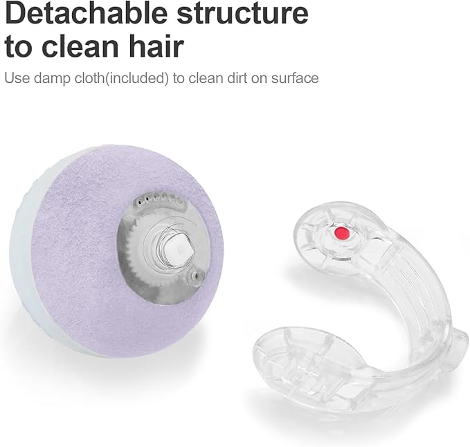 Jkanti Interactive Cat Toys for Indoor Cats,The 3rd Generation Agile Moving Cat Ball with Elastic Mesh Tail,Automatic Kitten Toys for Bored Indoor Cats (Purple)