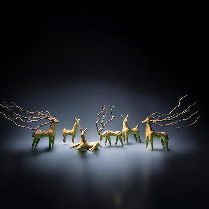 Azil Driftwood Deer Aquarium Decoration – Unique & Artistic Fish Tank & Terrarium Ornament, Safe & Eco-Friendly for Aquascaping & Reptile Habitats (Deer with Long Antlers)