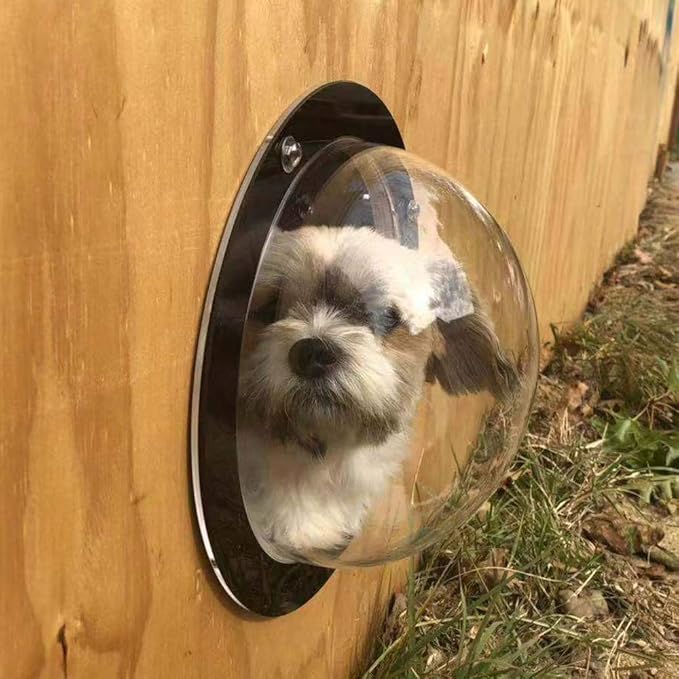 Dog Fence Window - Acrylic Clear View Dome Pet Peek Window - 12.4in for Dog/cat/Horse,Even Children