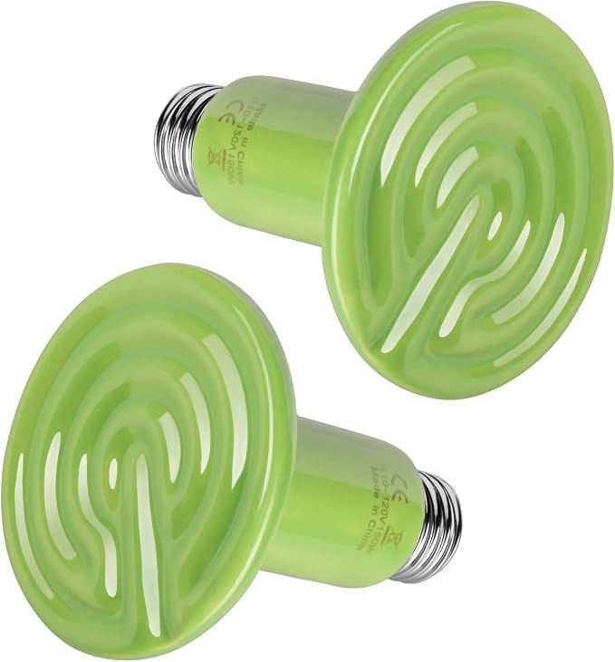 Simple Deluxe 150W 2-Pack Ceramic Heat Emitter Reptile Heat Bulb No Light, LCD Digital Aquarium Thermometer, for Reptile Amphibian, 2 Pack, Green