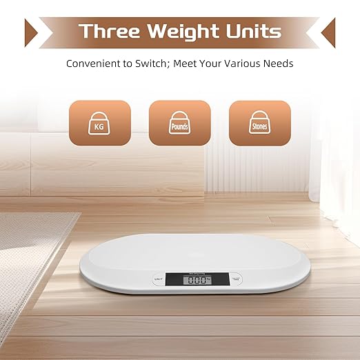 Digital Baby Scale, Infant Scale with LCD Screen, Multifunctional Pet Weight Scale for Cats and Dogs, 20kg/44lbs Load Capacity, Accurate 10g, Auto Off (Kg/Lbs/Stones)