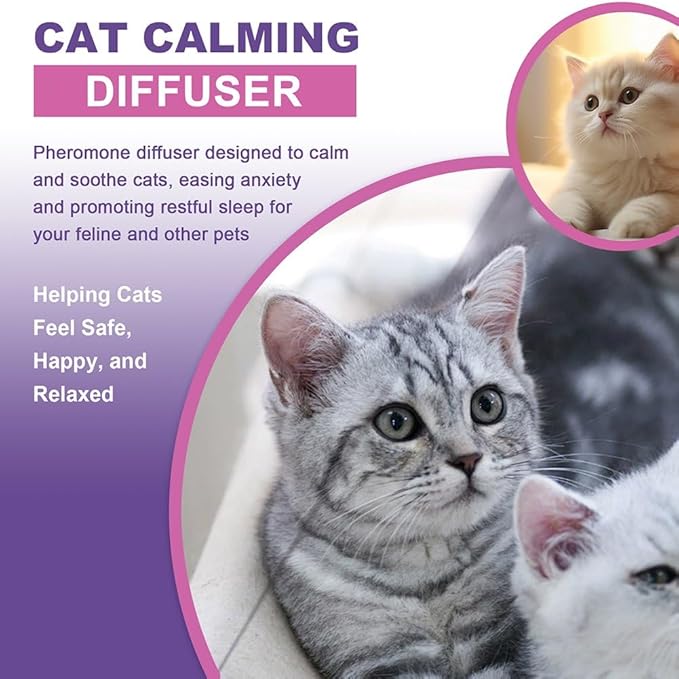 Cat Calming Diffuser Refill Kit - 35 Days Pheromone Formula to Relieve Stress, Reduce Scratching, Urine Spraying & Hiding - for Cats & Kittens