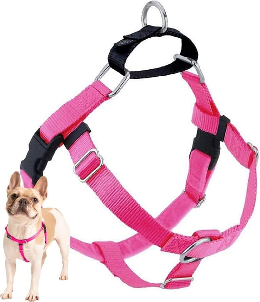 2 Hounds Design Freedom No Pull Dog Harness, Adjustable Harness, Easy Walking & Comfortable Control, Fits Small, Medium & Large Dogs, Solid Colors, Made in USA, 5/8" XS, Hot Pink