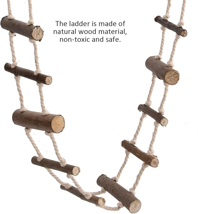 Bird Ladder, 39.4in Wooden Rope Ladder, Hamster Bridge Suitable for Various Small Pets Such as Hamsters Mice Gerbils Parrots and Chinchillas