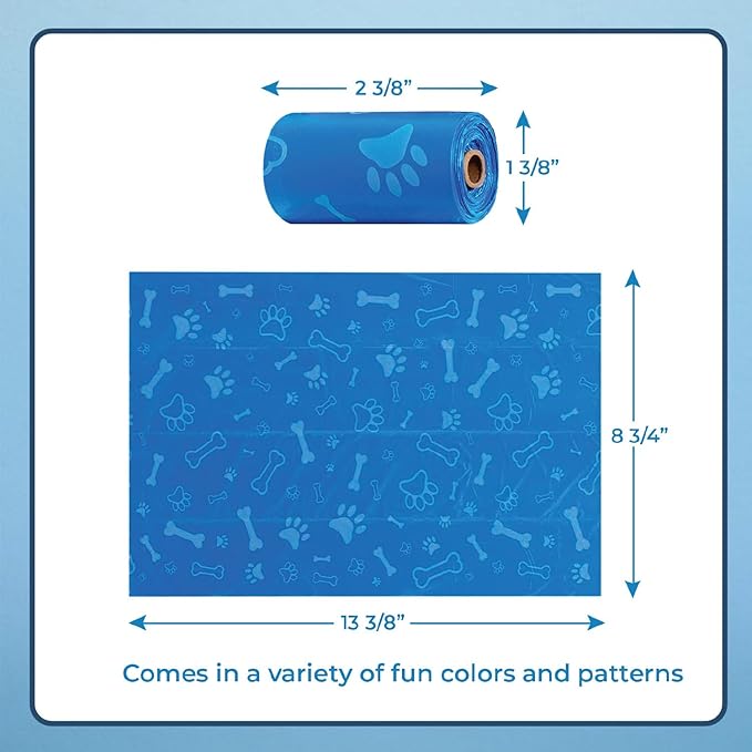 Best Pet Supplies Dog Poop Bags for Waste Refuse Cleanup, Doggy Roll Replacements for Outdoor Puppy Walking and Travel, Leak Proof and Tear Resistant, Thick Plastic - Blue (Unscented), 240 Bags