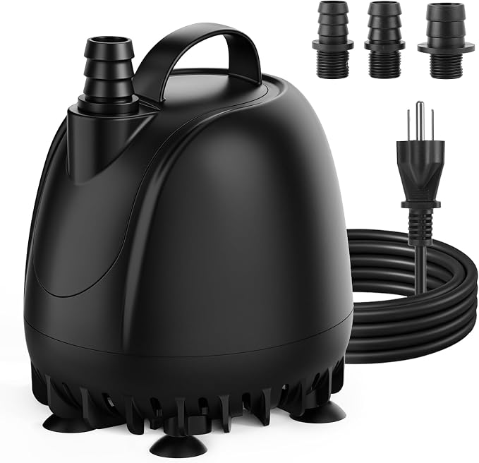 hygger 793GPH Submersible Aquarium Water Pump (3000L/H 50W) with 3 Nozzles | Ultra Quiet Fish Tank Pump with Ceramic Shaft, Overheat Protection for Aquarium, Pond, Hydroponics (8.5ft Lift)