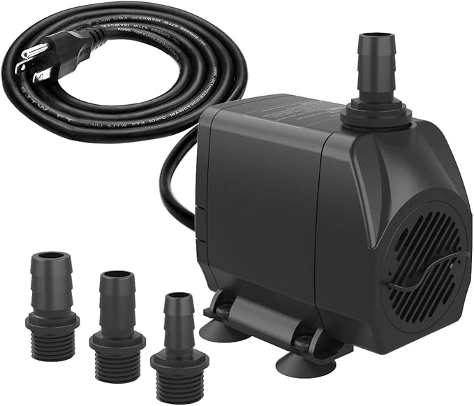 Submersible Water Pump, Ultra Quiet 660GPH Fountain Pump | 8.2ft High Lift Over Heating Protection, Water Pump for Fish Tank, Pond, Aquarium, Hydroponics