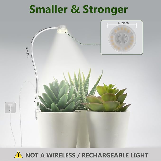 Shyineyou Small Grow Lights for Indoor Plants Full Spectrum,Plant Lights for Indoor Growing, Clip on Plant Grow Light with 3/9/12H Timer for Succulents,Small Plants, 4-Pack