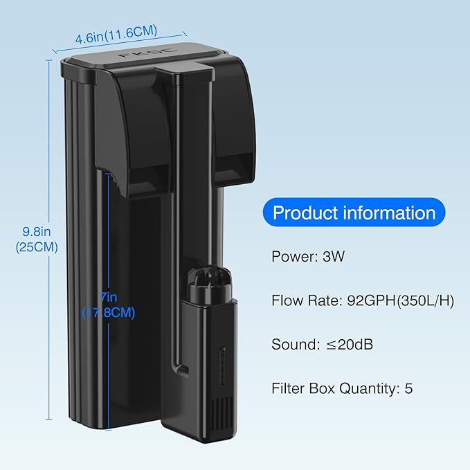 Hang On Back Aquarium Filter Up 30 Gallons Fish Tanks, 5-Stage Multi-Stage Filtration with Surface Skimmer, Ultra Quiet HOB Power Waterfall Filter for Freshwater