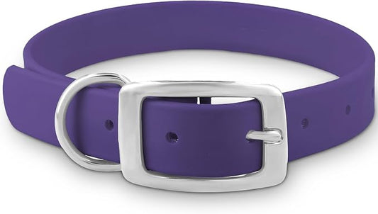 Regal Dog Products Medium Purple Dog Collar with Heavy Duty Double Buckle & D Ring | Vinyl Coated, Custom Fit, Adjustable Biothane Dog Collar | Chew Resistant Waterproof Collar for Dogs