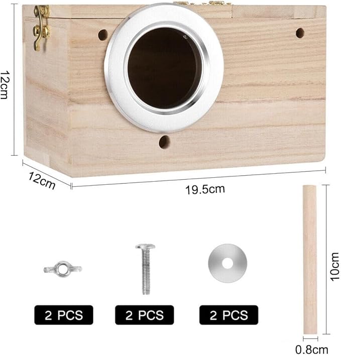 Parrot Breeding Box Wooden Bird Right Opening Incubator Warm House for Finches Bluebirds Sparrows Parakeets Lovebirds Pet Bird House Nest Box Bird Budgie Wood Breeding Box for Parrotlets Mating Box