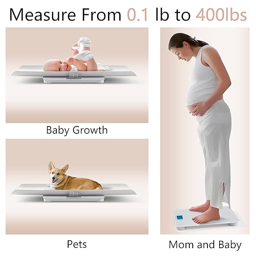 Baby Scale MAX 400lbs,Multifunctional Baby Weight Scale for Toddler, Children, Pet, Adult, Dogs Cats Weight Scale with Auto-Off,26.5-inch Height Measurement,3 Units,LED Screen