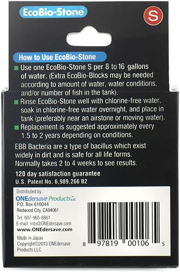 EcoBio-Block Aquarium Water Clarifier (Small, 8–16 gal) | Volcanic Rock — Lasts Up to 2 Years — No Weekly Additives — Long-Term Water Balance — Safe for Fish, Shrimp, Frogs & Turtles