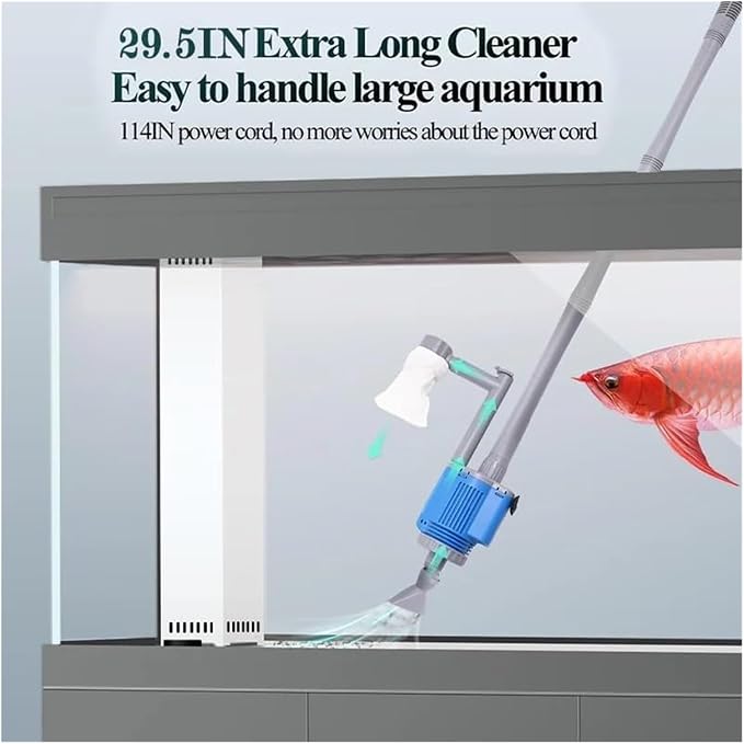 Electric Fish Tank Cleaner, Upgraded 6-in-1 Automatic Water Changer & Sand Washer, for Freshwater & Saltwater Fish Tank Cleaning