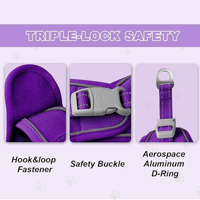 Cat Harness and Leash Set,Escape Proof Kitten Harness,Step in Adjustable Soft Lightweight,Easy Control,Reflective Strips Comfortable for Walking Travel(Purple,XS)