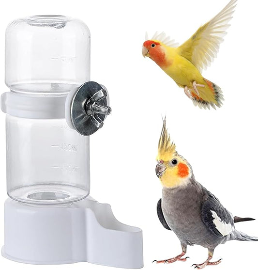 Automatic Pet Bird Water Feeder, Water Dispenser for Cage, Bird Cage Suspended Automatic Pet Water Feeder, Parrot Feeders for Parakeet Budgie Cockatiel Lovebirds Canary Finch