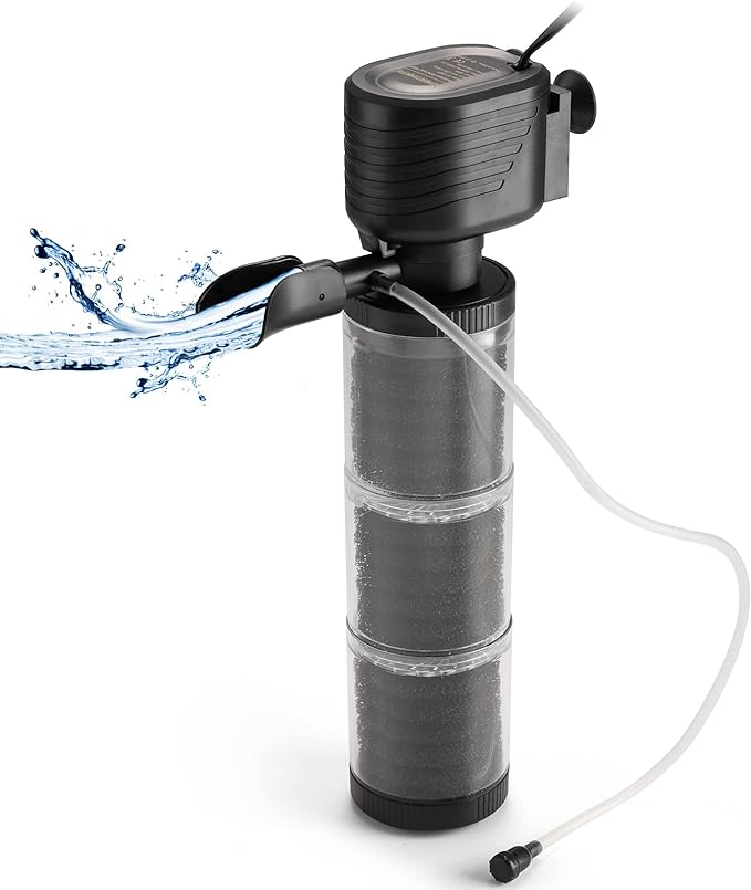 XpertMatic Aquarium Filter, 528 GPH 3 Stages Biochemical Sponge Filter | For 120-170 Gallon Tank, Internal Fish Tank Filter with Water Pump, for Large Tank, Pond, Wavemaker
