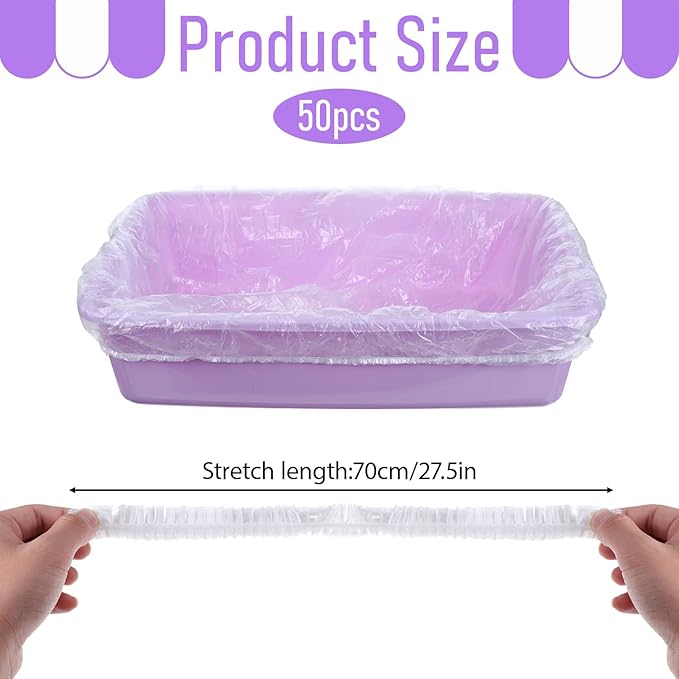 50 PCS Disposable Plastic Cage Liners, Small Animals Leak Proof Toilet Film Litter Pan Bags Film Litter Box Liner for Rabbits, Guinea Pigs, Chinchillas, Hedgehogs, Birds