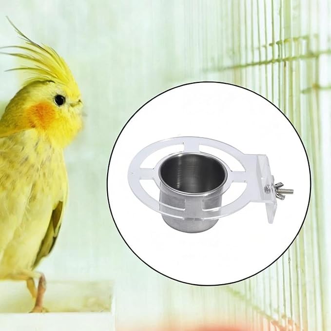 Bird Feeding Dish Cups Birdcage Coop Water Feeder Stainless Steel Parrot Food Bowl Cage Parrot Feeders for Cockatiel Parakeet