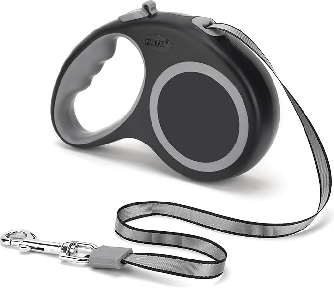 Retractable Dog Leash, 16 ft Dog Leash for Dogs up to 66 lbs, Strong Nylon Tape No Tangle, One-Handed Brake, Pause, Lock, Perfect for Medium Large Dogs; Black (Black, 16 FT (0-66 lbs))