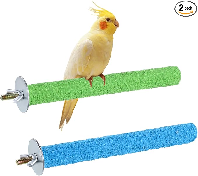 Parakeet Bird Perches for Cage, 2Pcs Wood Parrot Stand Cage Accessories Colorful Natural Wooden Stick Paw Grinding Rough-surfaced Chew for Parakeet Cockatiel Conure Budgies Lovebird (Random Color)