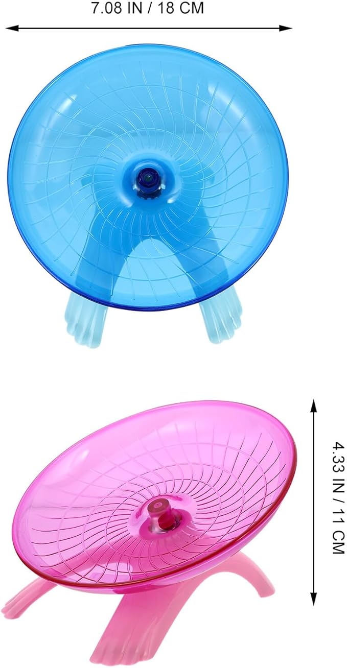 DOITOOL 2pcs Hamster Running Wheel 18cm Plastic Flying Saucer Exercise Wheel for Small Pets Hamster Activity and Plaything Set