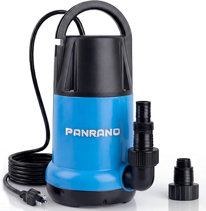 Sump Pump 1HP Submersible Clean Dirty Water Pump 3700GPH Portable Draining Pumps for Pool Hot Tubs Basement Water Transfer, Light Blue