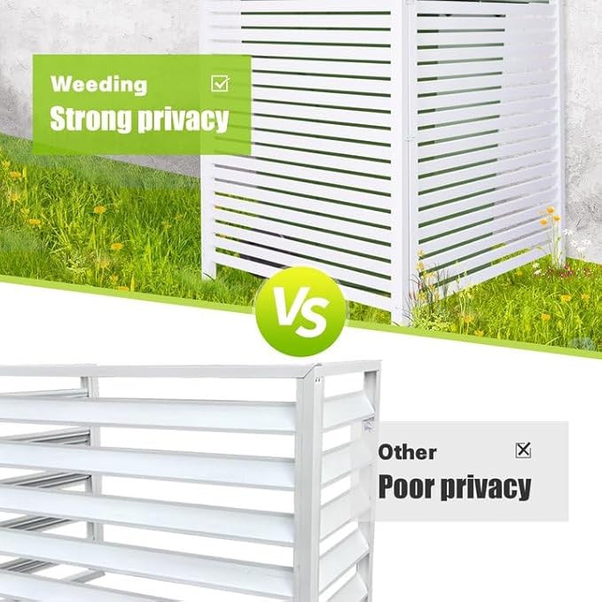 Modern White Vinyl Pool Equipment Enclosure Fence 36" W X 45" H 2 Panels with Metal Stake